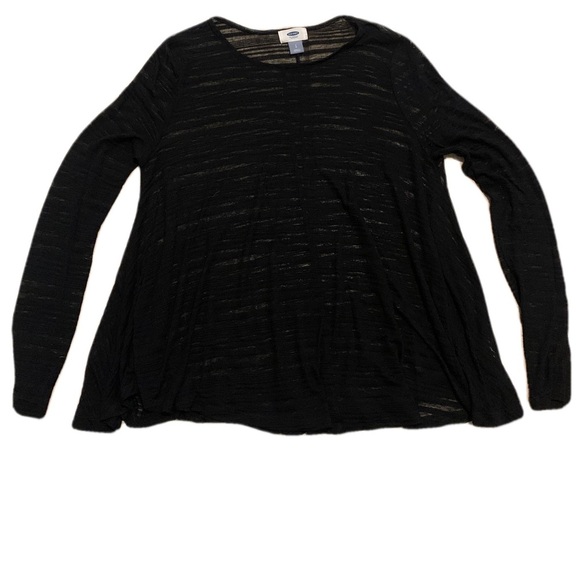 Old Navy Sheer Black Textured Long Sleeve Top - Size S - Picture 1 of 8